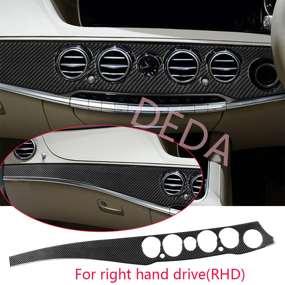 for Benz S Class W222 13-20RHD Central Control Dashboard Panel Trim Carbon Fiber