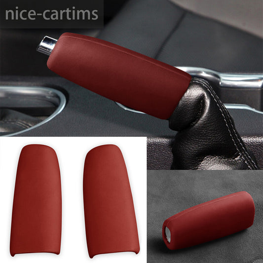 PU Leather Red Car Handbrake Grips Cover for Ford for Mustang 2015-2023 Accessories