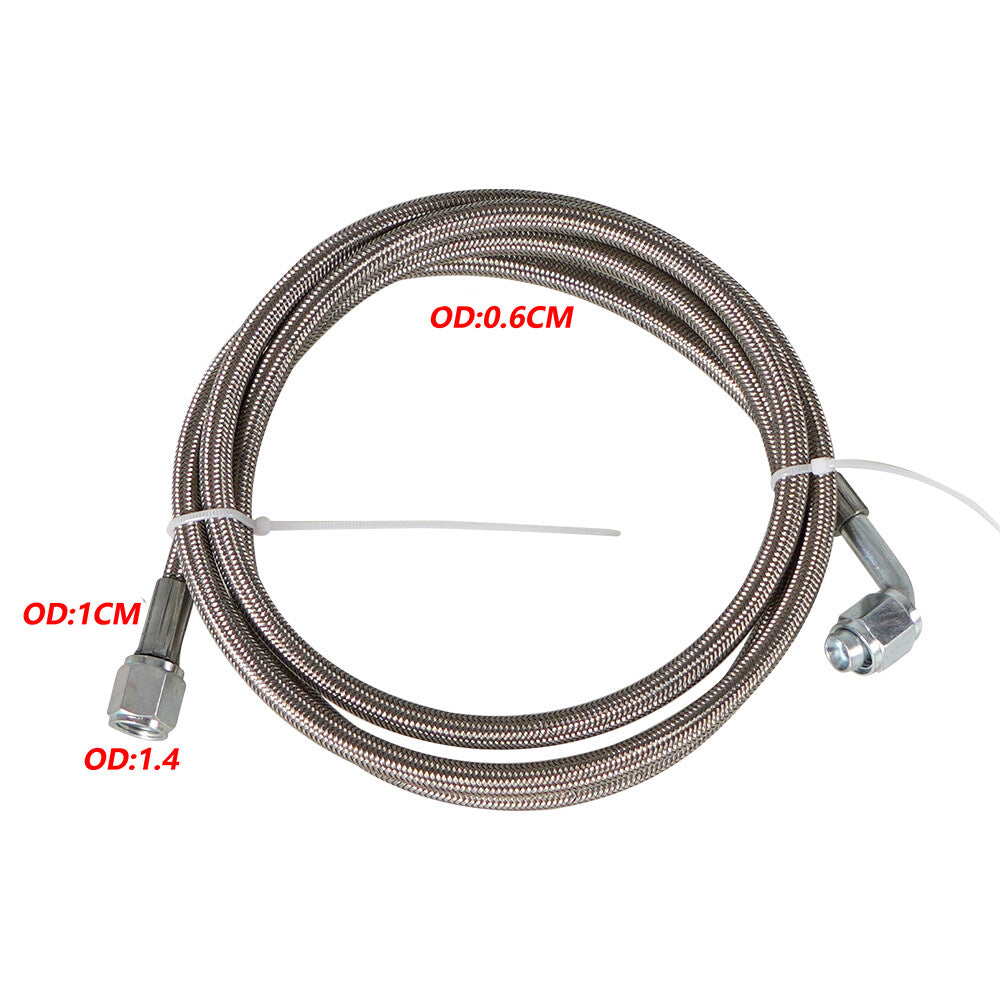 4AN Braided Turbo Oil Feed Line 60 Length Hose Steel AN4 90Degree Straight PTFE