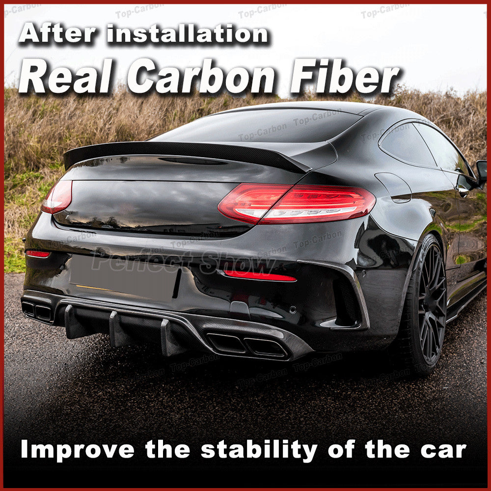 for Mercedes C205 C63 Coupe 2015-2019 REAL Carbon Rear Bumper Diffuser Lippe