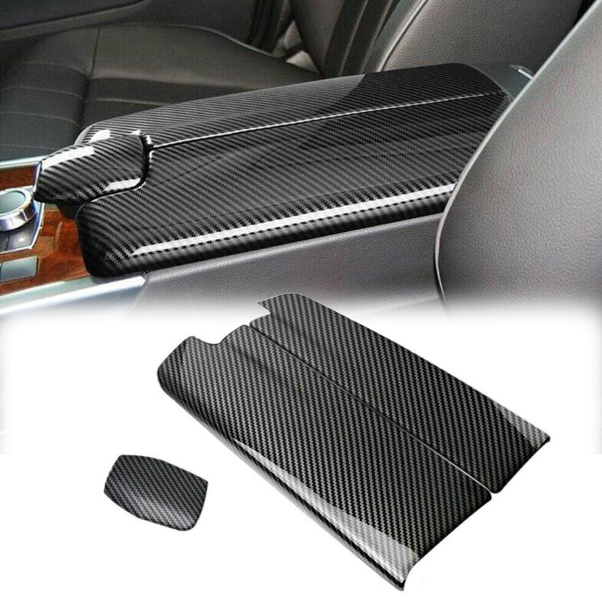 for Mercedes Benz E-Class W212 10-15 Carbon Fiber Center Armrest Box Cover ABS