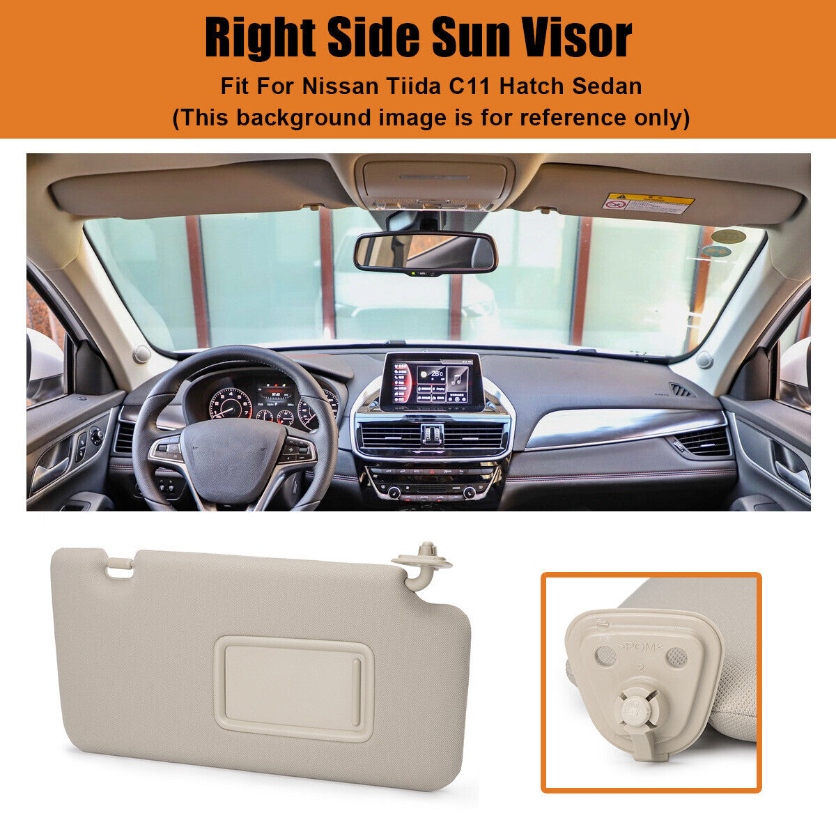 for Nissan Tiida C11 Hatch Sedan 2004-2012 Sun Visor Shade 96400-ED500 RH Right