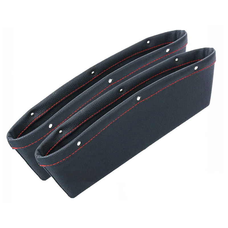 2Pc Car Slit Box Organizer PU Leather for Seat Crevice Gap Bag Pocket Slot Storage