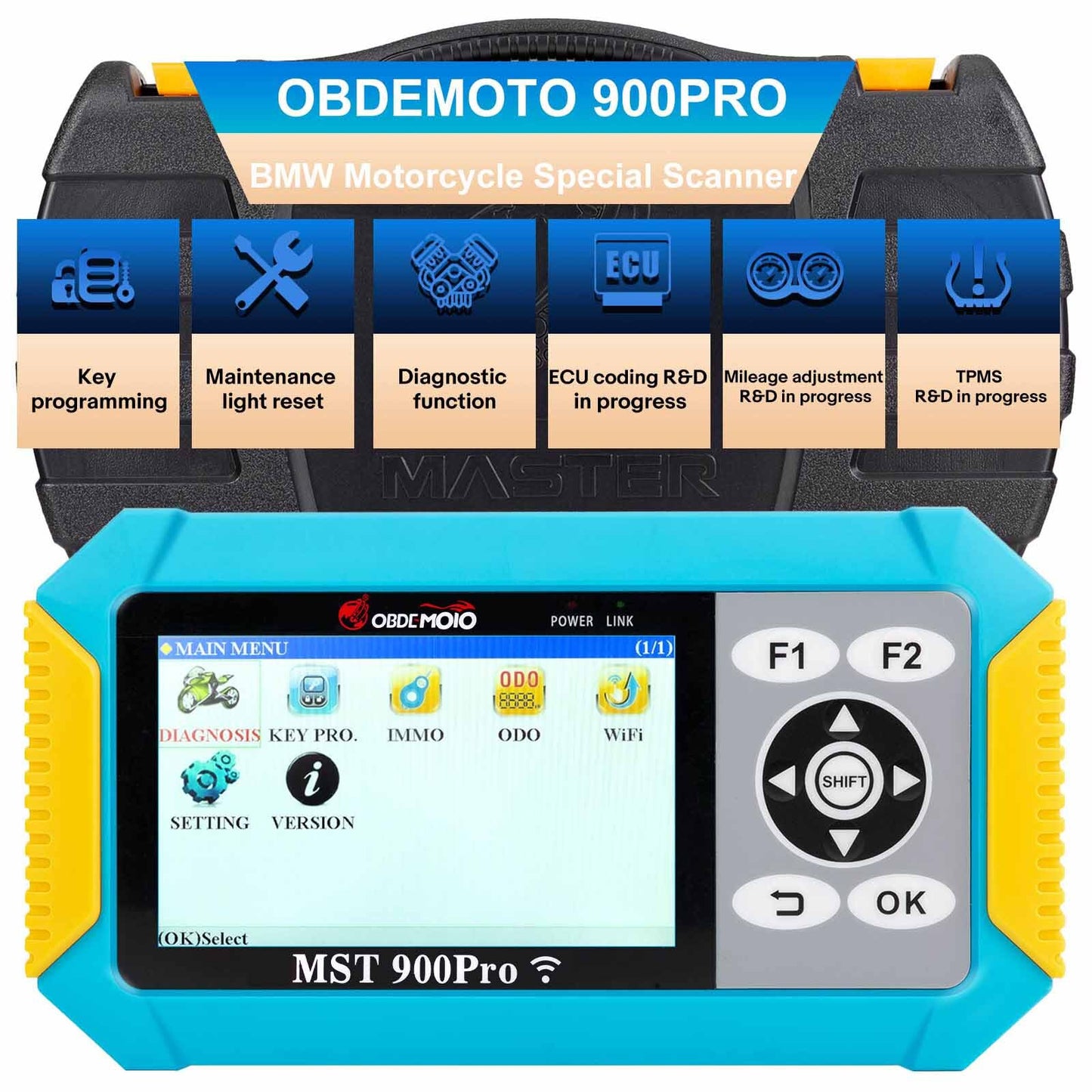 OBDEMOTO 900PRO K¨¦Y Programmer Motorcycle Diagnosis Matching M-ileage Adjustment