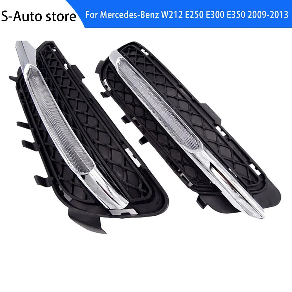 2x Bumper Set Fog Light Lamp+Grille Trim for Mercedes-Benz W212 E350