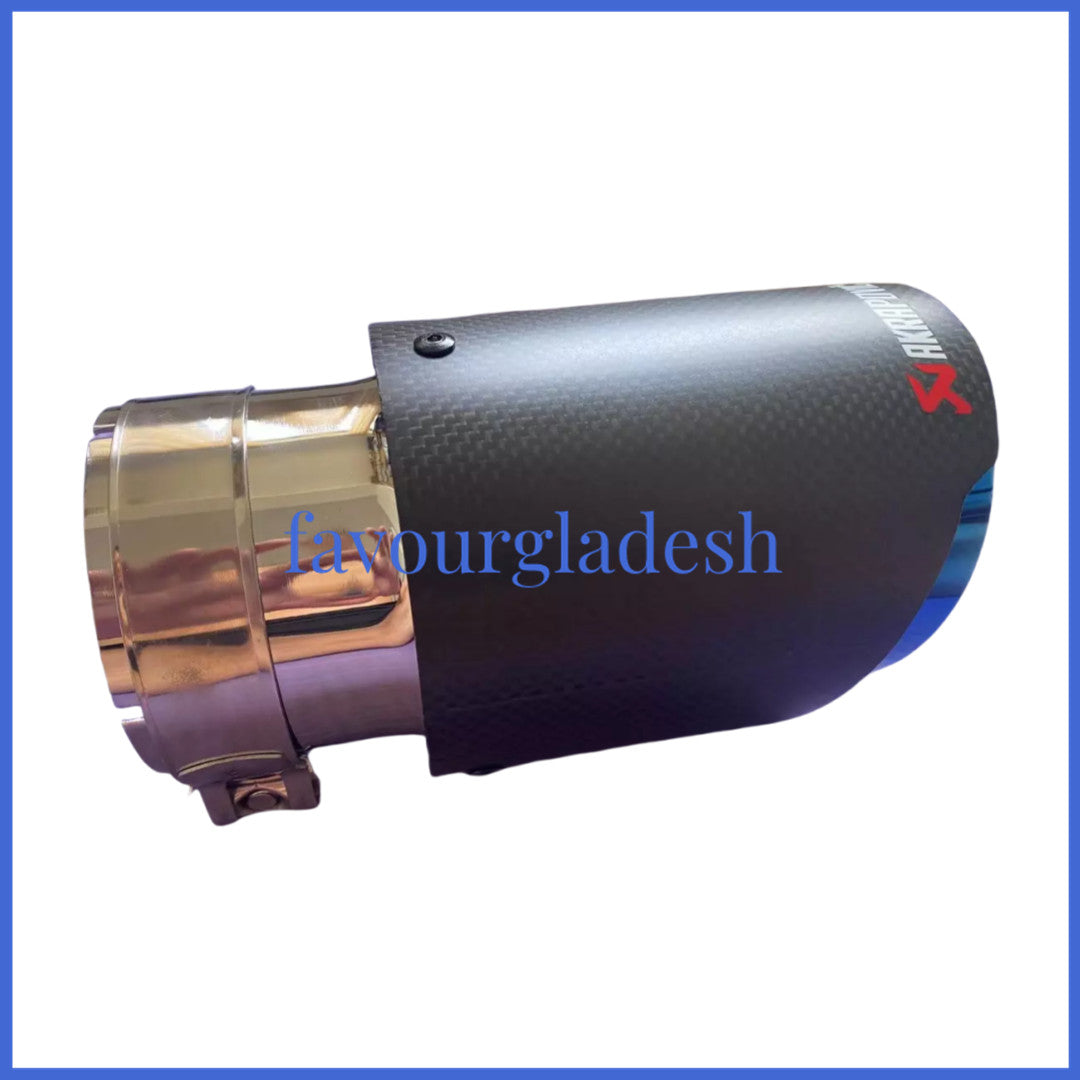 2PCS Akrapovic Matt Carbon Fiber Exhaust tip 63-101mm Universal Blue End pipe