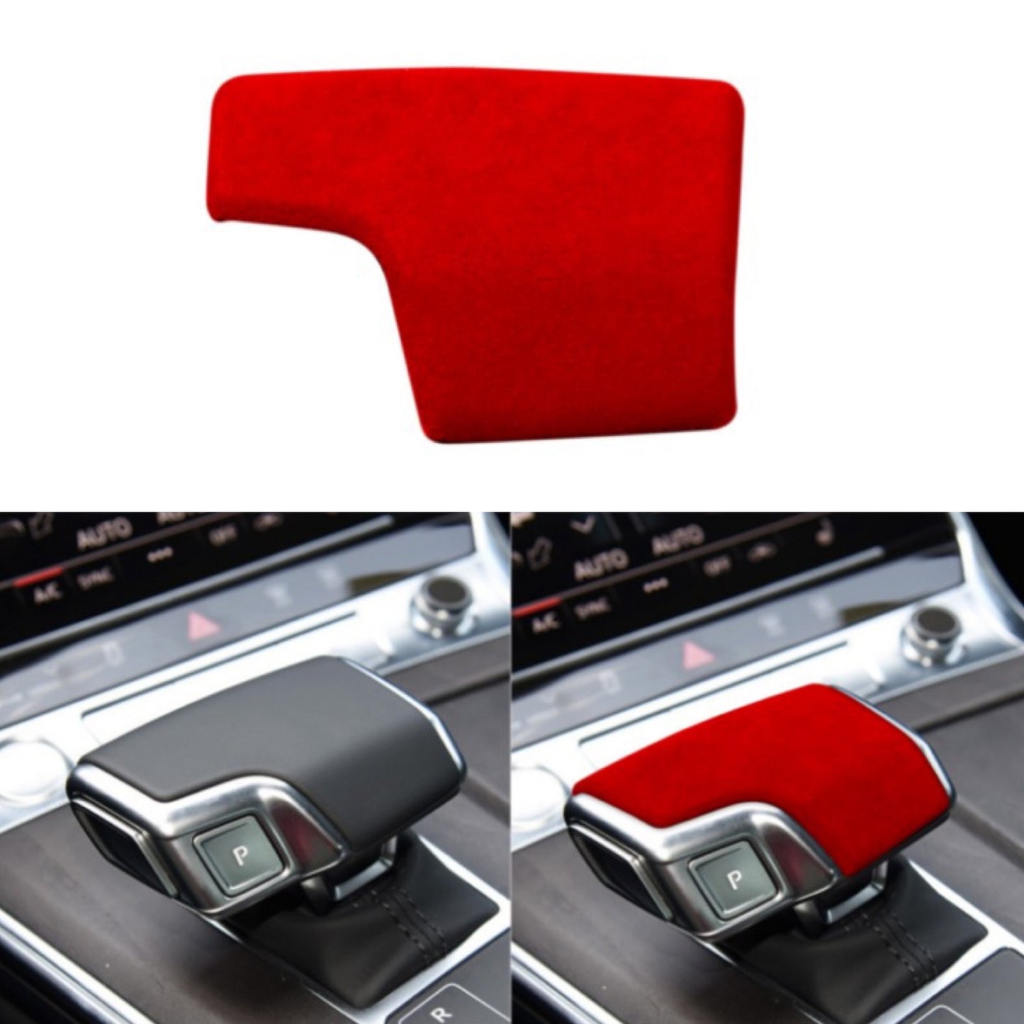 Red suede leather gear shift knob cover is suitable for Audi for A6 and A7. (2019-21)