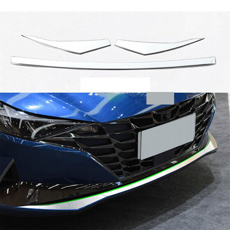 for Hyundai for Elantra 2021-2023 Chrome Steel Front Bumper Cover Guard Strip Trim3