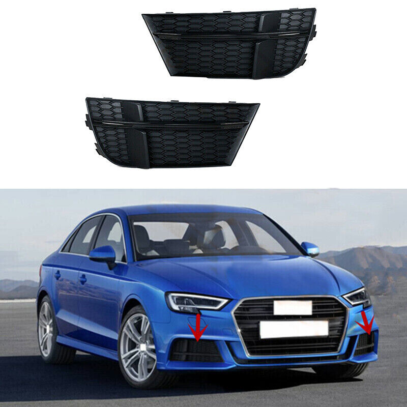 1Pair Front Bumper Fog Light Cover Grille Refit for Audi A3 S-Line S3 2017-2019