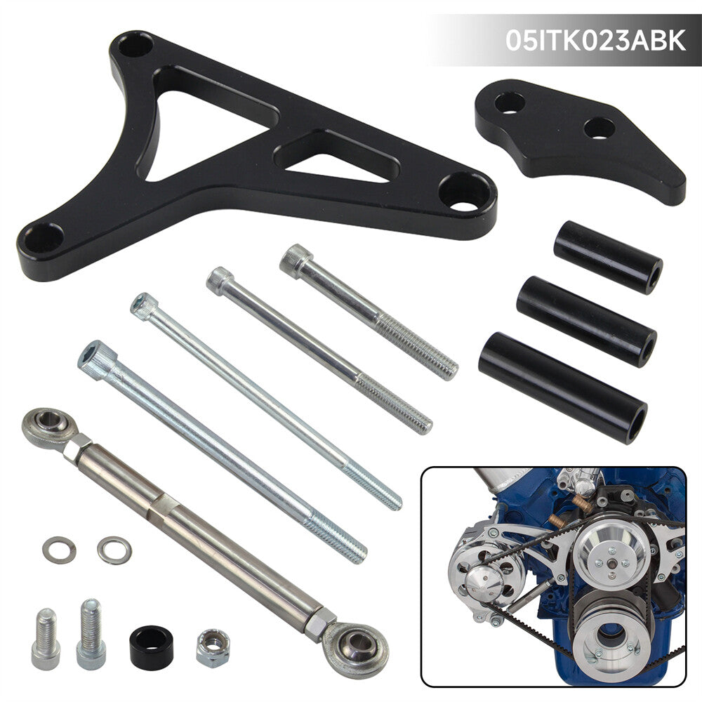 For SB Small Block for Ford 260 289 302 Billet Aluminum Alternator Bracket Kit Black