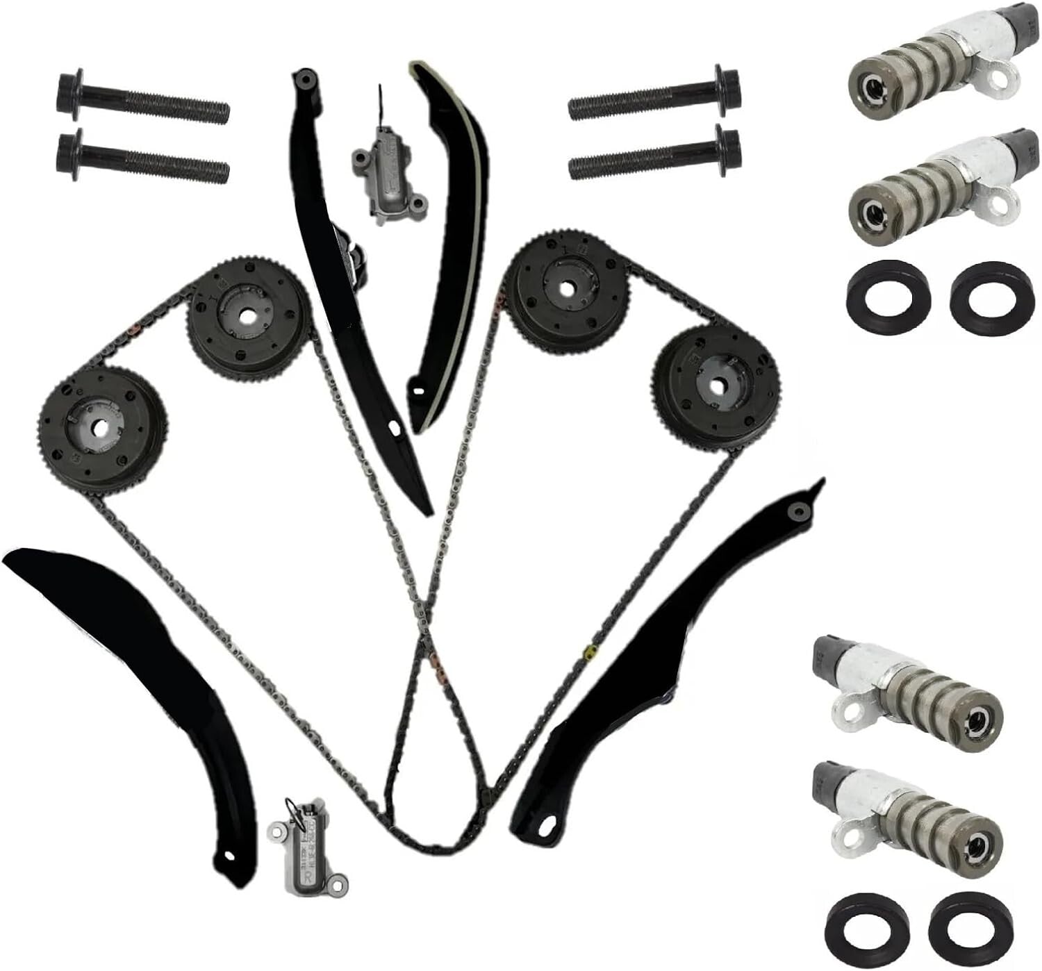 For 2017-2024 for Ford F150 3.5L Chains Guides Tensioners Solenoids PHASERS KIT us
