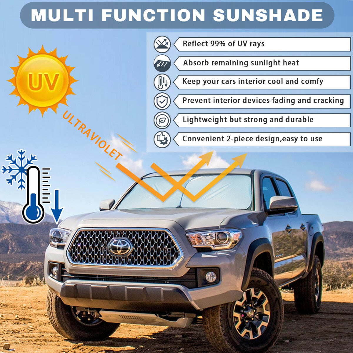 2pcs for GMC Accessories Car Windshield Sun Shade UV Block Rear Side Cover Visor