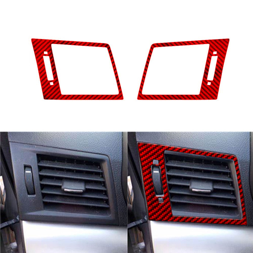 2X Red Carbon Fiber Dashboard Air Vent Cover for Subaru Legacy Outback 2010-2014