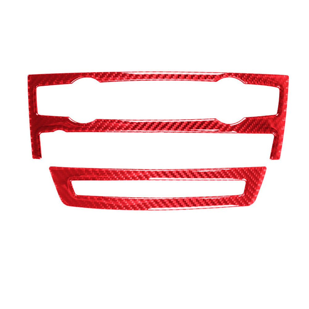 Red Carbon Fiber Radio CD Control Cover Trim for BMW X5 E70 X6 E71 2011-2013