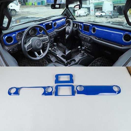for Jeep for Wrangler JL JT 2018-23 Blue Central Control Instrument GPS Panel Trim