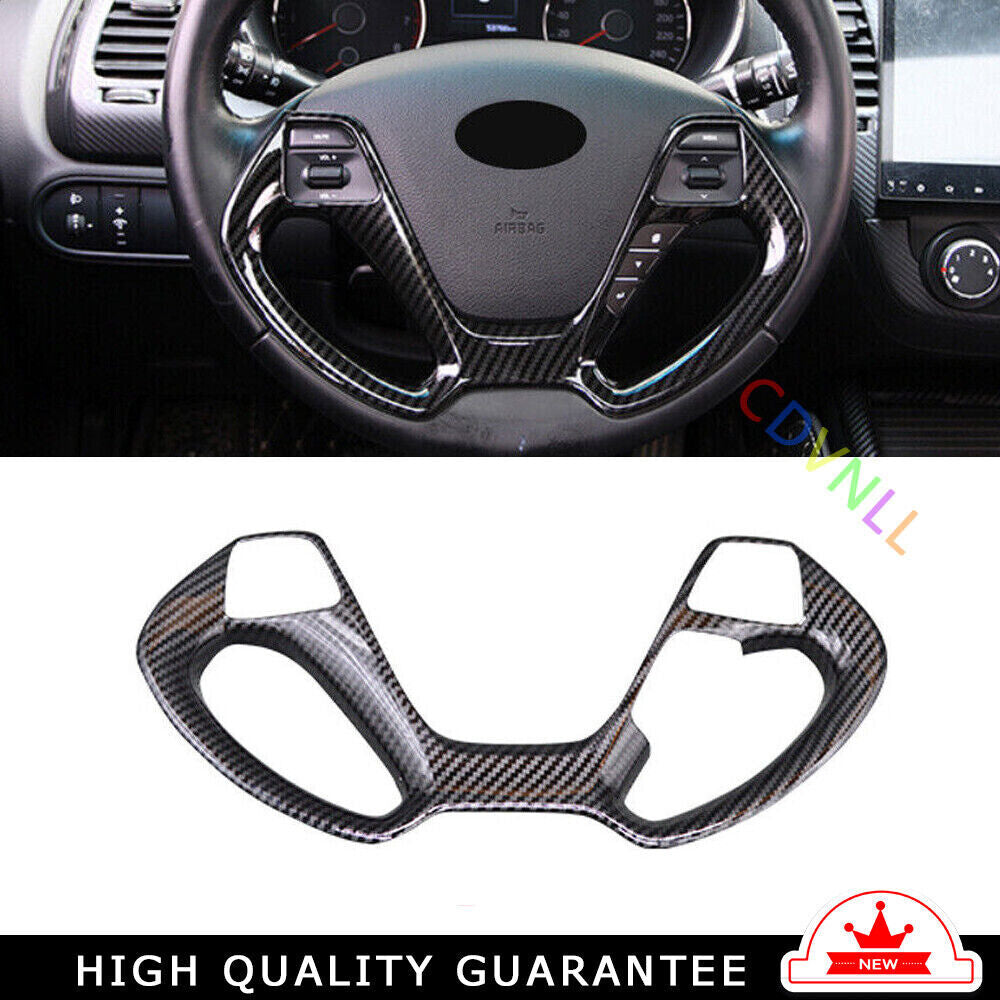Steering Wheel Frame Panel Cover Trim 1X for Kia K3 2014-2018 Black Carbon Fiber