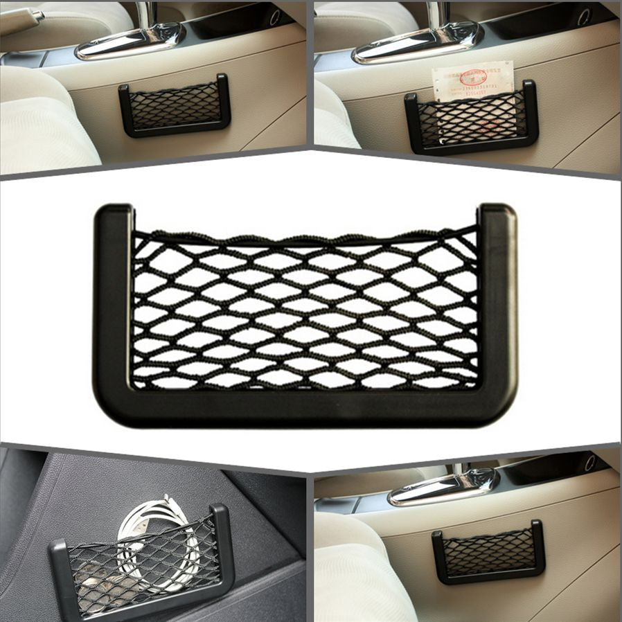 Car Black Storage Mesh Net Resilient String Phone Bag Holder Panel Storage Bag