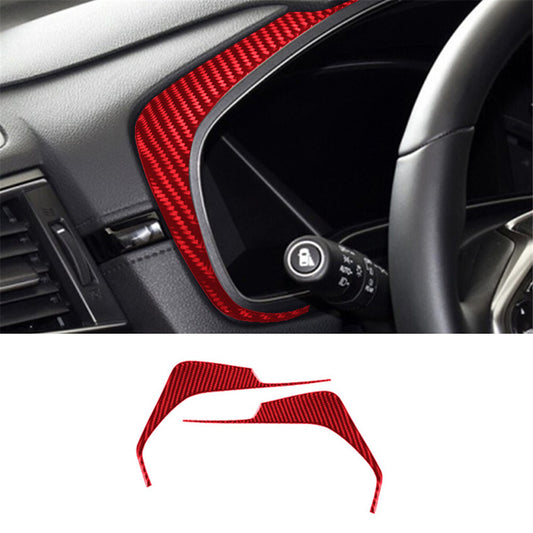 2Pcs Red Carbon Fiber Interior Dashboard Strip Cover Trim for Honda CR-V 2017-21