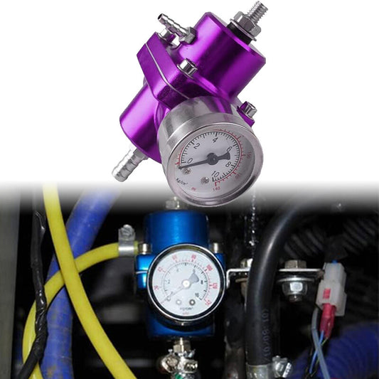 0-140 PSI Adjustable Universal Fuel Pressure Regulator with Gauge FPR Kit Purple