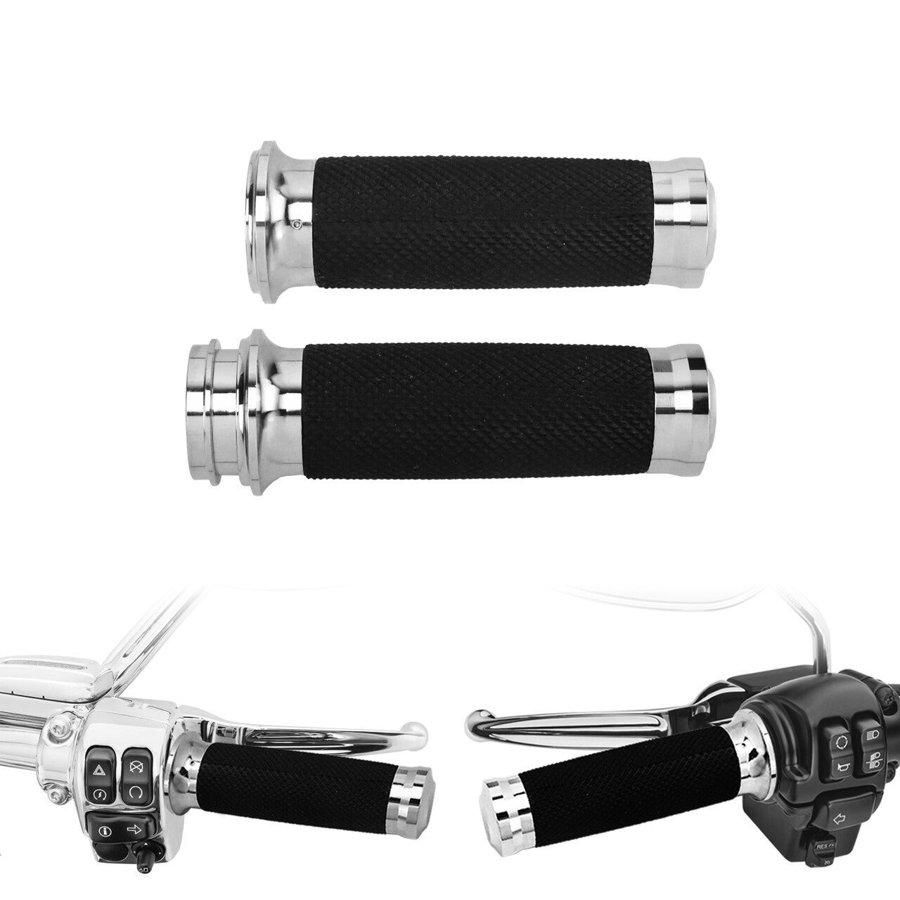 Chrome 1 Electronic Throttle Hand Grips for Harley Touring Electra Glide 08-23