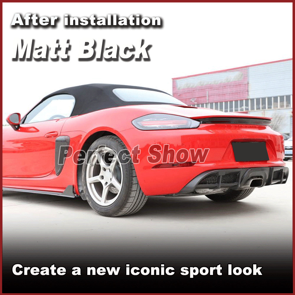 for Porsche 718 Cayman 2016-2019 Matt Black Rear Bumper Diffuser Spoiler