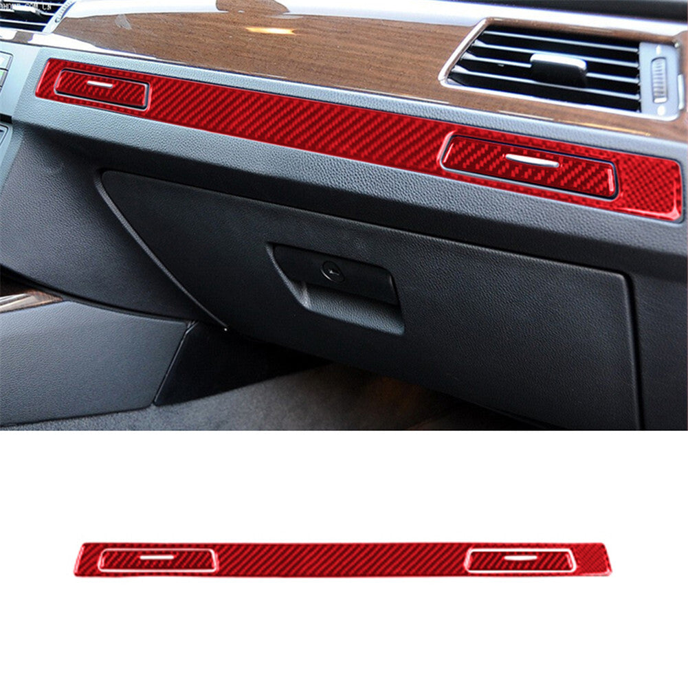 Red carbon fiber passenger beverage holder trim for BMW 3 Series E90 E92 2006-11