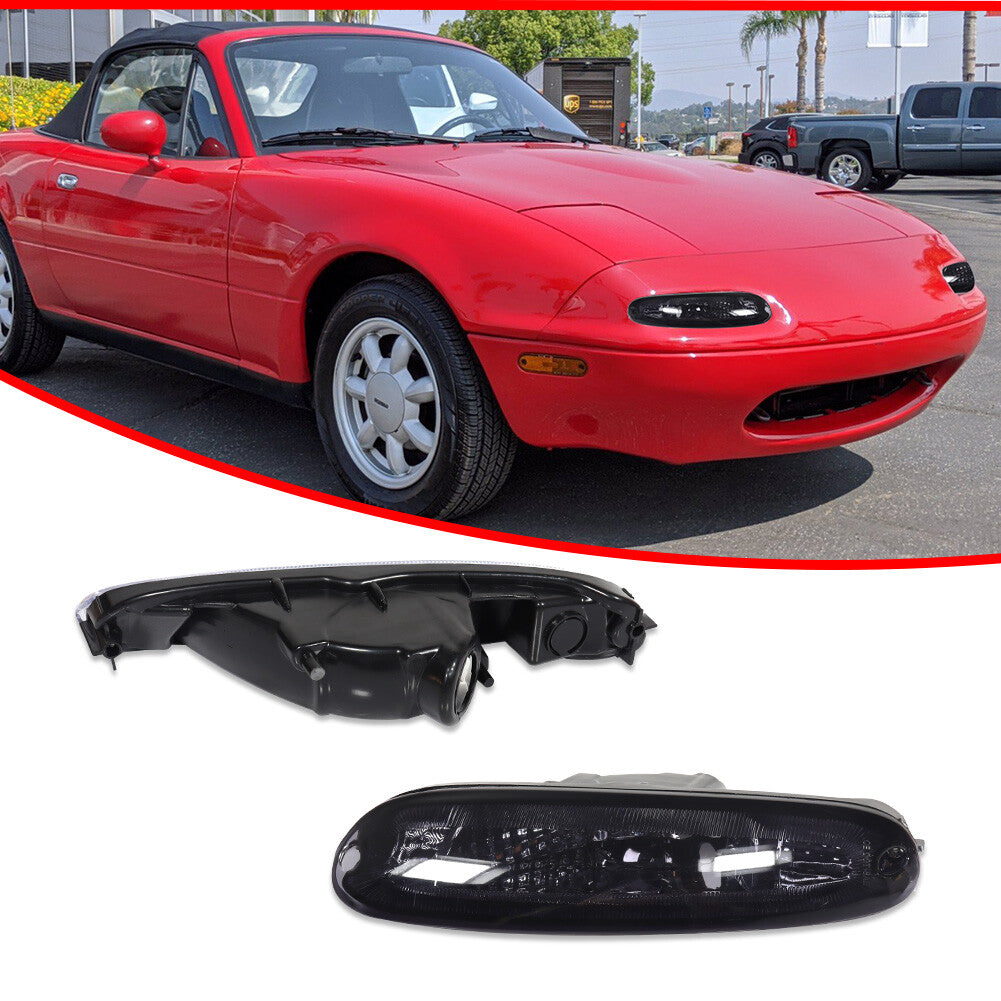 Suitable for 90-97 for Mazda MX-5 Miata, smoked/chrome front bumper and turn signal light 2-piece set