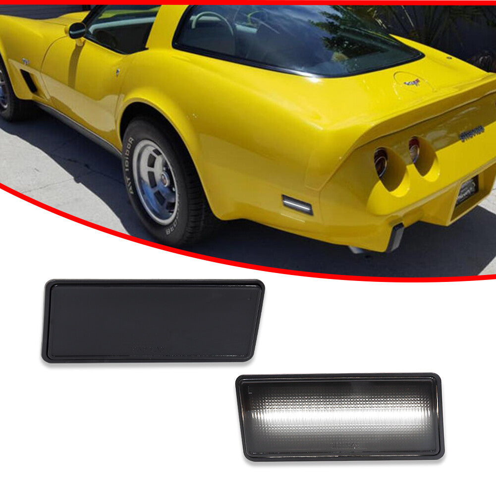 Suitable for 1974-1979 for Chevrolet for Corvette C3 Smoked Lens F/R Side Marker Lights with White LEDs (2pcs)