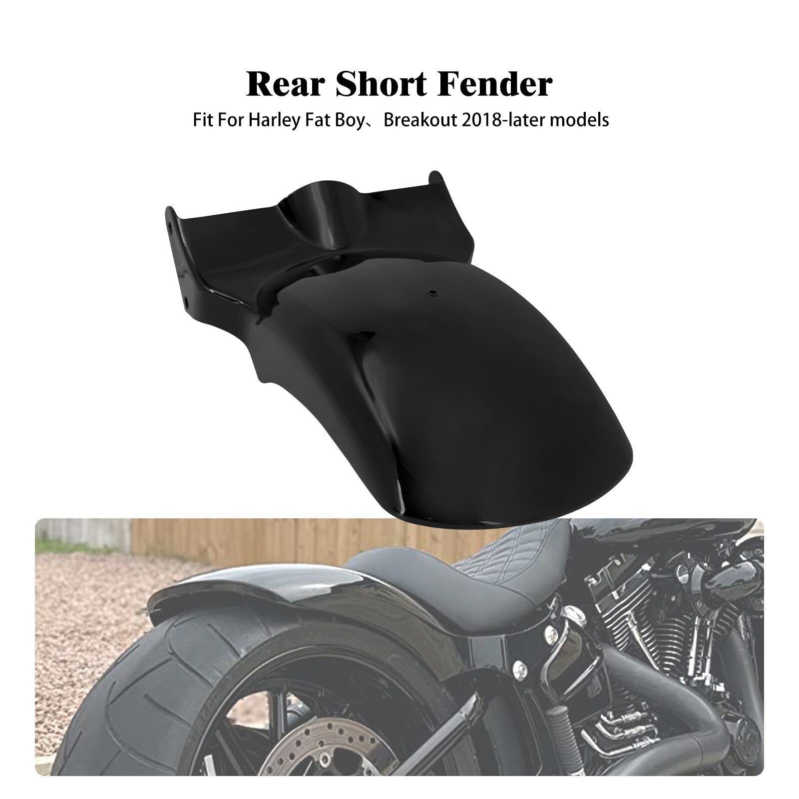 Short Fender Rear Mudguard Fits for Harley Fat Boy Breakout FXBR FXDR 2018-2023