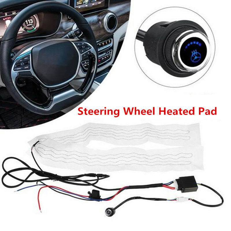 DC12V Car Steering Wheel 6 Gears Heated Winter Warm Cover Electric Heating Pad