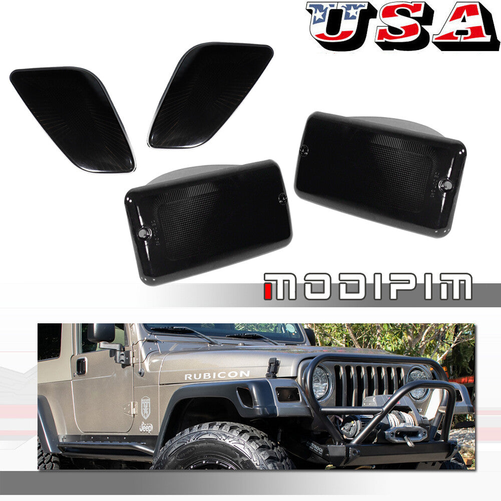 4-piece smoked bumper signal + mudguard side marker light for Jeep 1997-2006 for Wrangler TJ