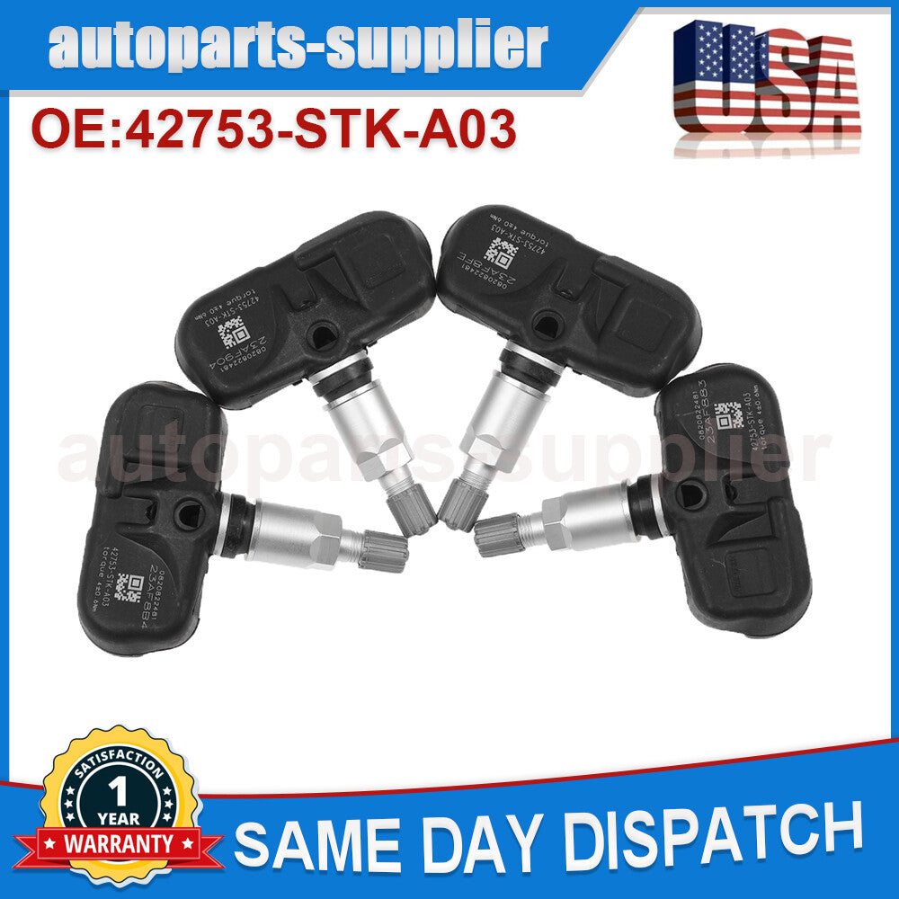 4-piece TPMS tire pressure sensor kit 42753-STK-A04 for Honda Pilot, for Acura for RDX , TSX