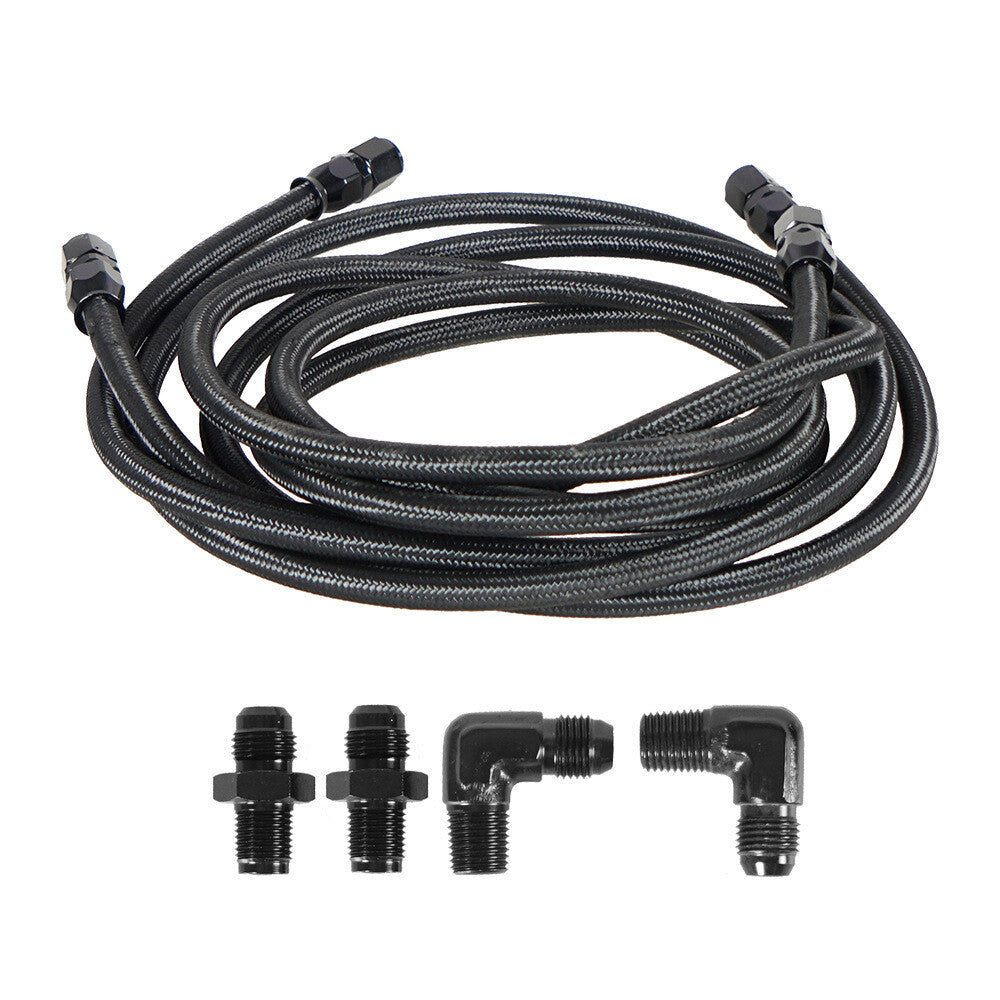 6AN PTFE transmission cooler hose connector, nylon stainless steel braided wire