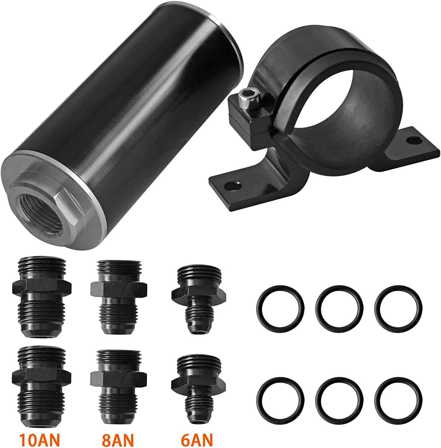new inline 10 Micron fuel filter holder, 6AN, 8AN, 10AN adapter universal, 50mm.