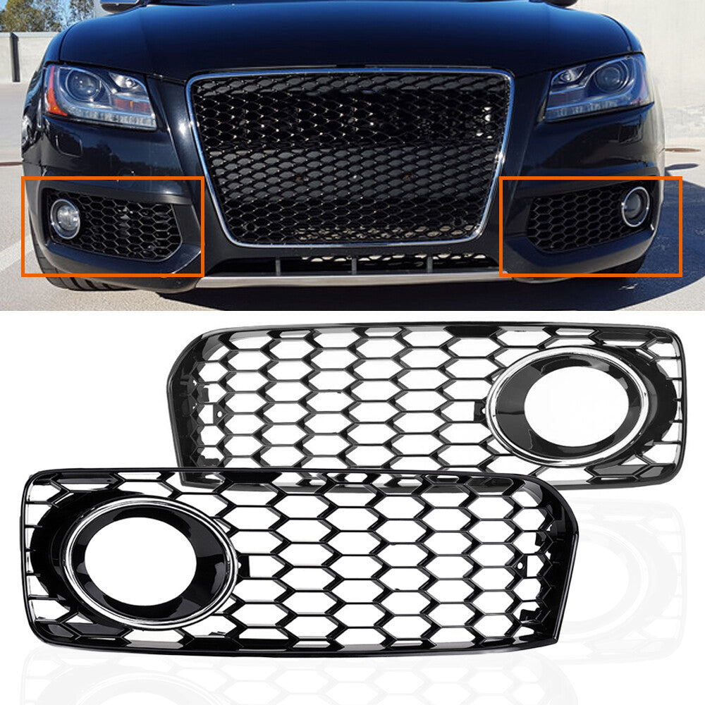 2x Front Fog Light Grille Cover for AUDI A5 S-Line / S5 B8 2008-2012 Honeycomb