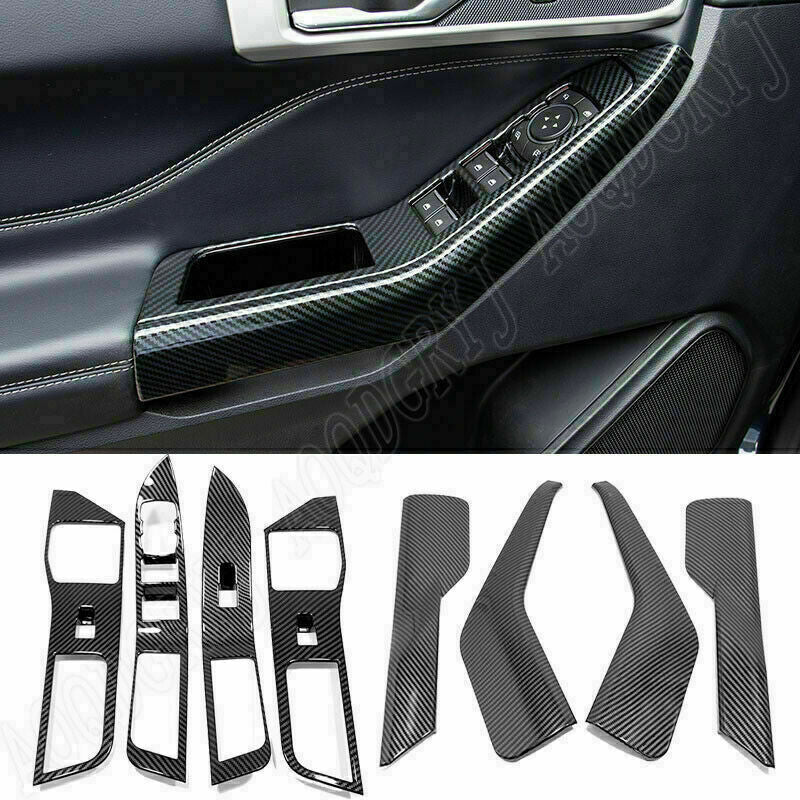 Carbon Fiber Window Lift Switch Button Panel Cover for Ford Explorer 2020-2022