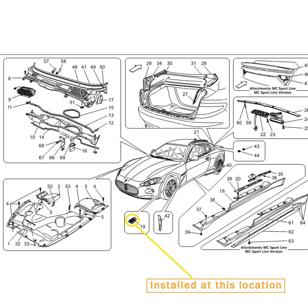 Equipment Manufacturer ( ) kit for Maserati GT front side vents: 68265400 68265300