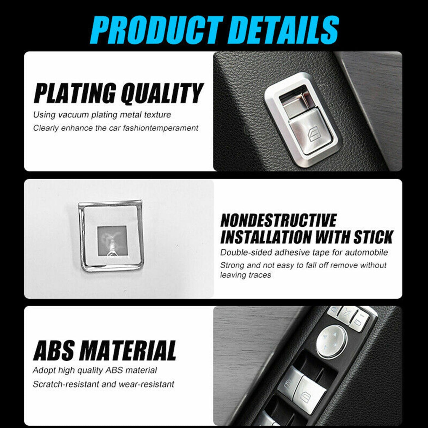 for Mercedes Benz E C-Class GLK Car Door Armrest Window Switch Button Cover Trim