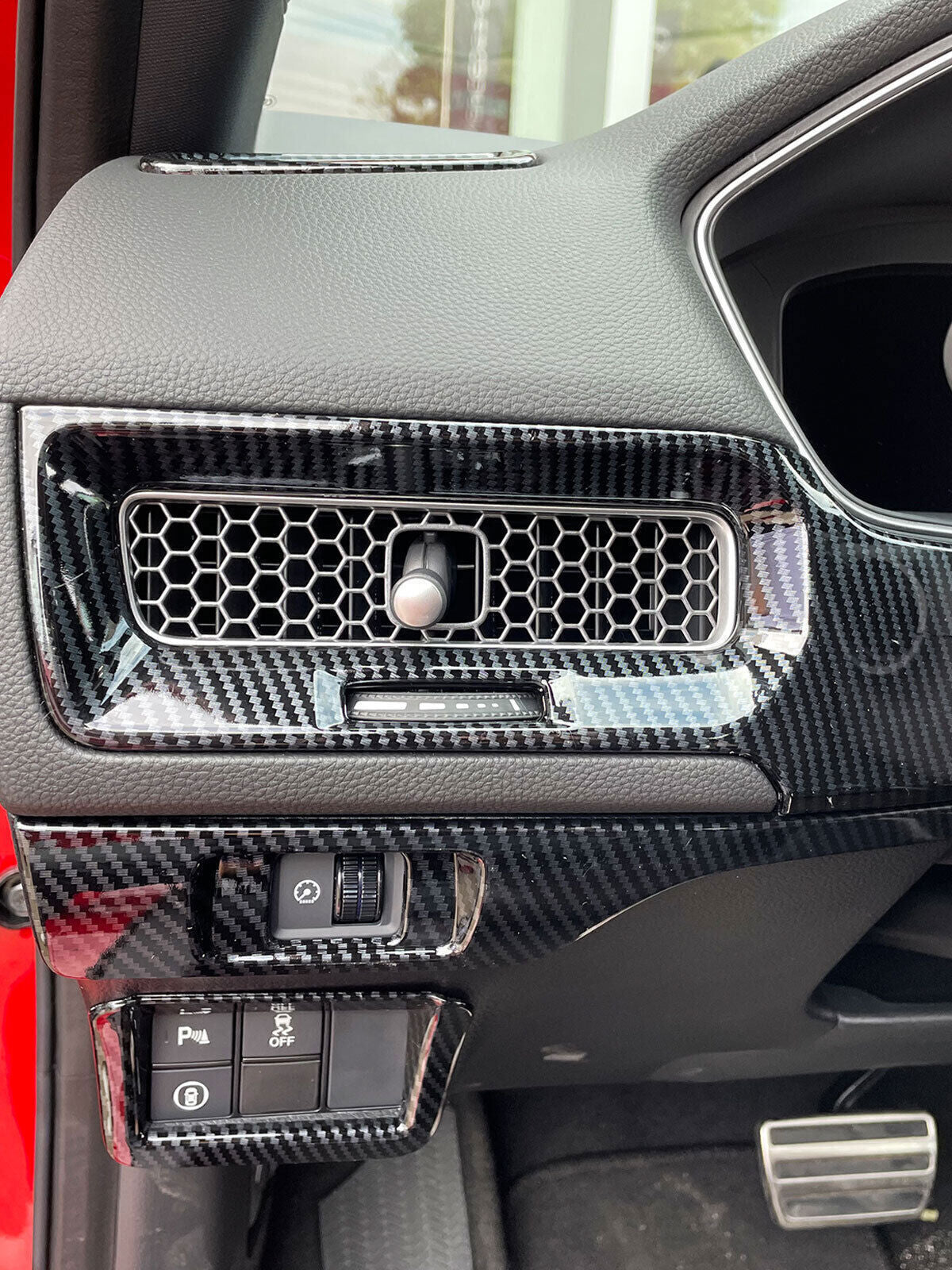 Carbon Fiber Look Headlight Button Cover Frame Trim for Honda for Civic 11th 2022-24
