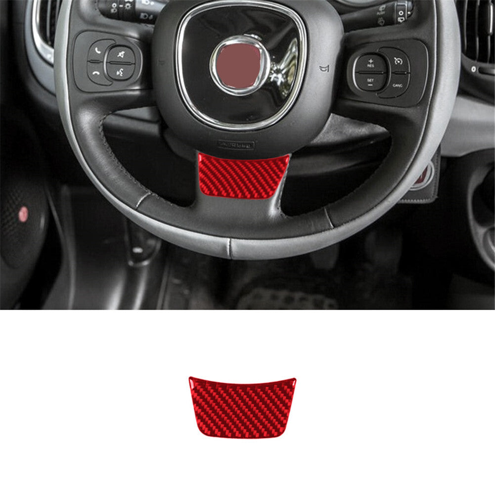 Red Carbon Fiber Inner Steering Wheel Chin Trim for Fiat 500L 2014-2017