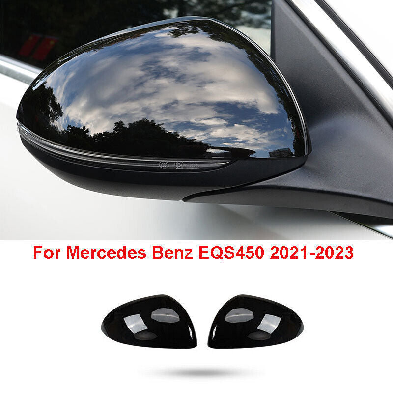 Pair Rearview Door Mirror Cover Shell Cap Fit for Mercedes-Benz EQS450 2022-2023