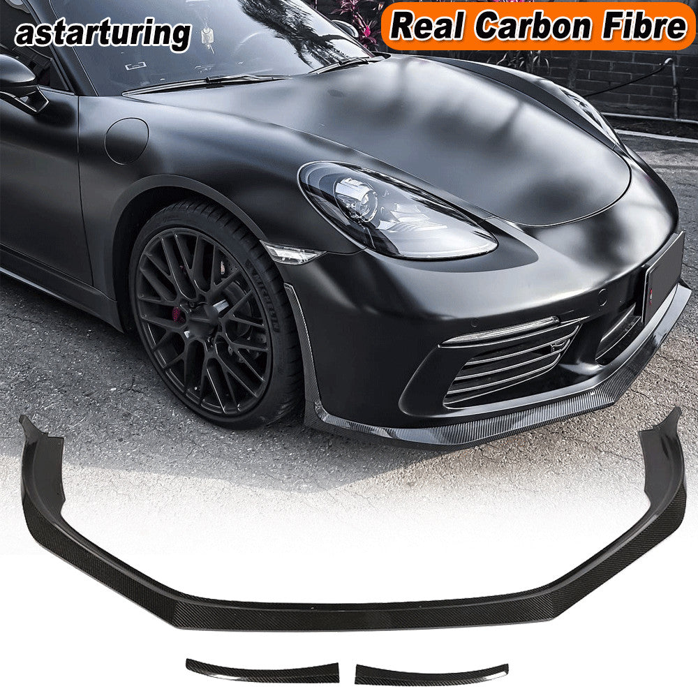 Fit for Porsche 718 Cayman 2016-18 REAL Carbon Front Bumper Spoiler Lip