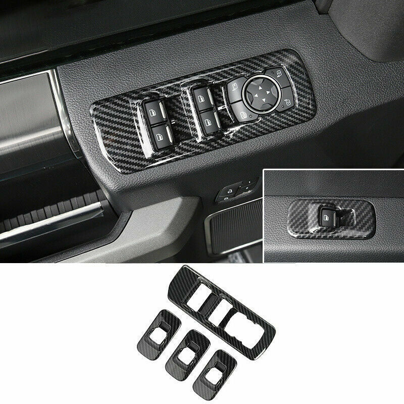 for ford  F-150 F150 2017-2020 Carbon Fiber Window Lift Switch Panel Cover Trim