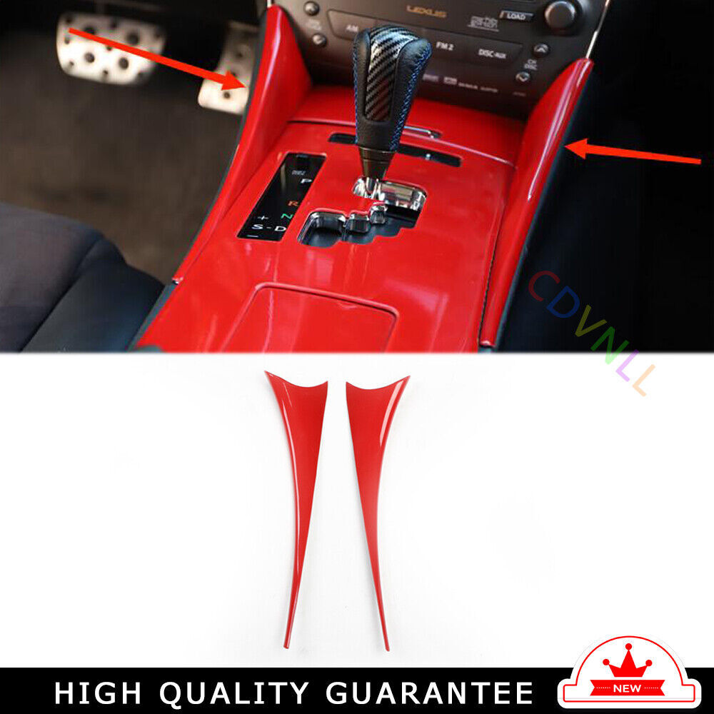 Gear Shift Both Side Cover Trim Interior 2 Fit for Lexus IS 2006-11 Bright Red