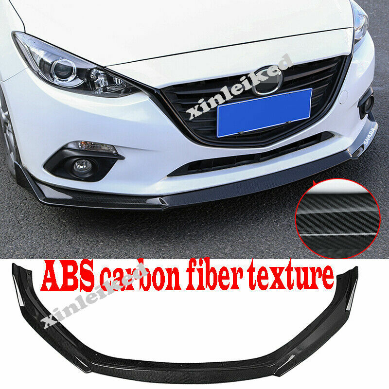 3P Carbon Fiber Front Bumper Lip Spoiler Cover Trim for Mazda 3 Axela 2014-2018
