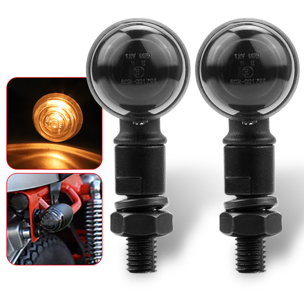 2X Smoke for Mini Motorcycle Bullet Turn Signals Indicator Blinker Light Amber Lamp