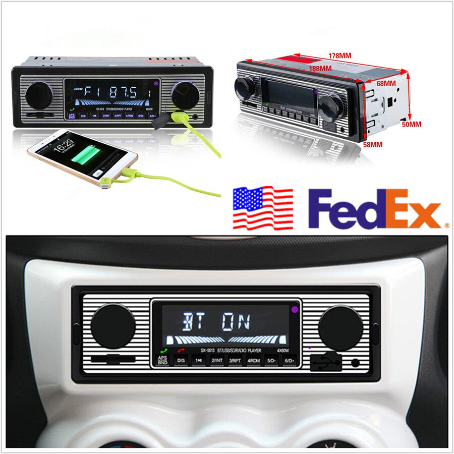 Car Bluetooth Stereo Aux USB/SD/FM/WMA/MP3 High Power Output InDash Radio Player