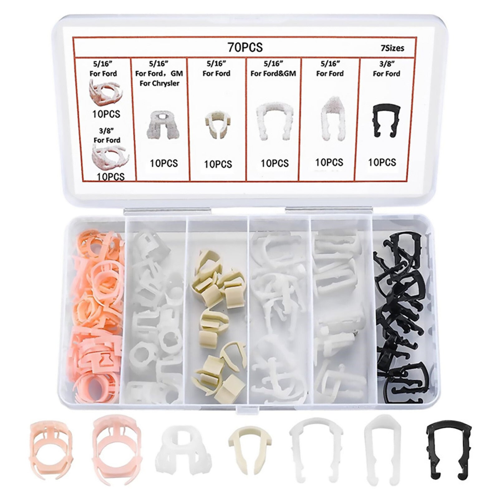 70 Fuel Line Retainer Clip Assortment Connections for Ford Car Accessories