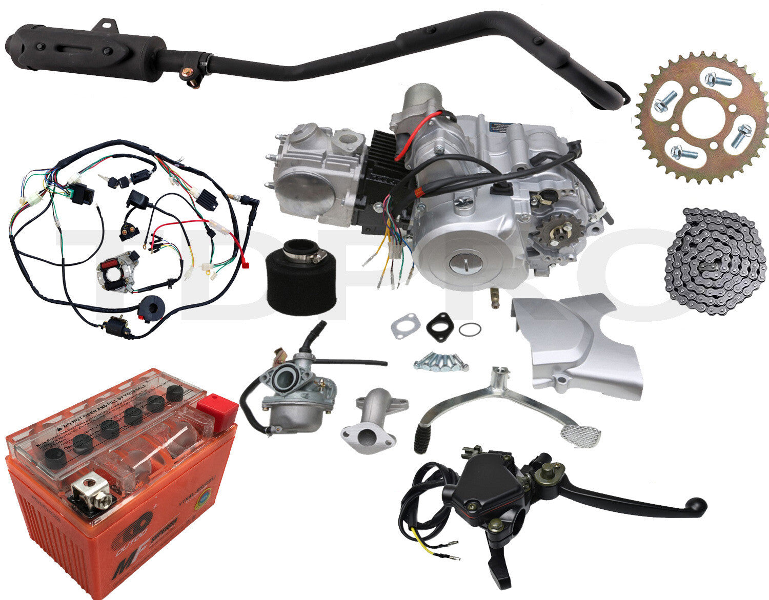 4-stroke 125cc engine and motor kit, semi-automatic, suitable for all-terrain vehicles, go-karts, four-wheel off-road vehicles, and 4-wheeled vehicles.