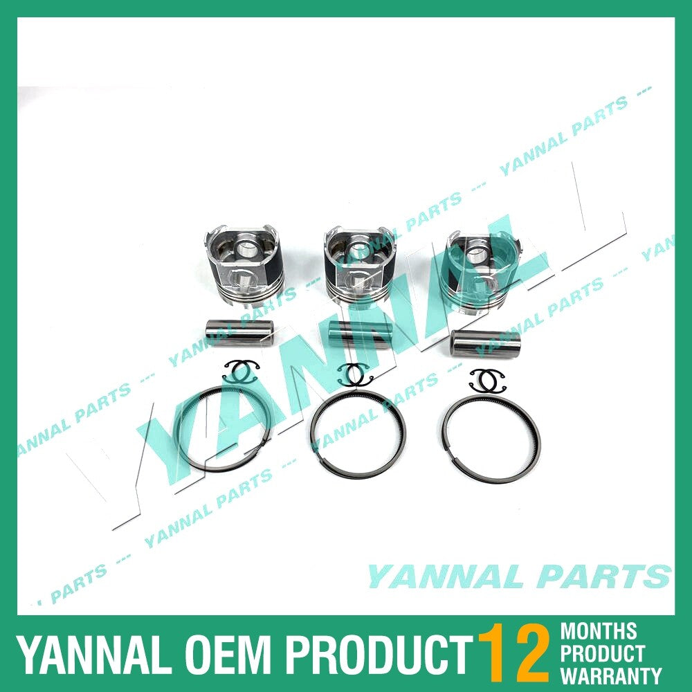 3-piece piston with piston rings + 0.5 mm for Mitsubishi K3M engine (extra-large size)